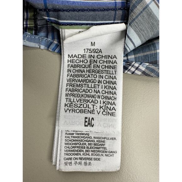 Marmot Plaid Short Sleeve Button Up Shirt Men’s M Blue Green Outdoor Hiking Work - Picture 8 of 14